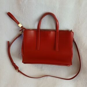 Zara Red Vegan Leather Tote Bag - Excellent Condition